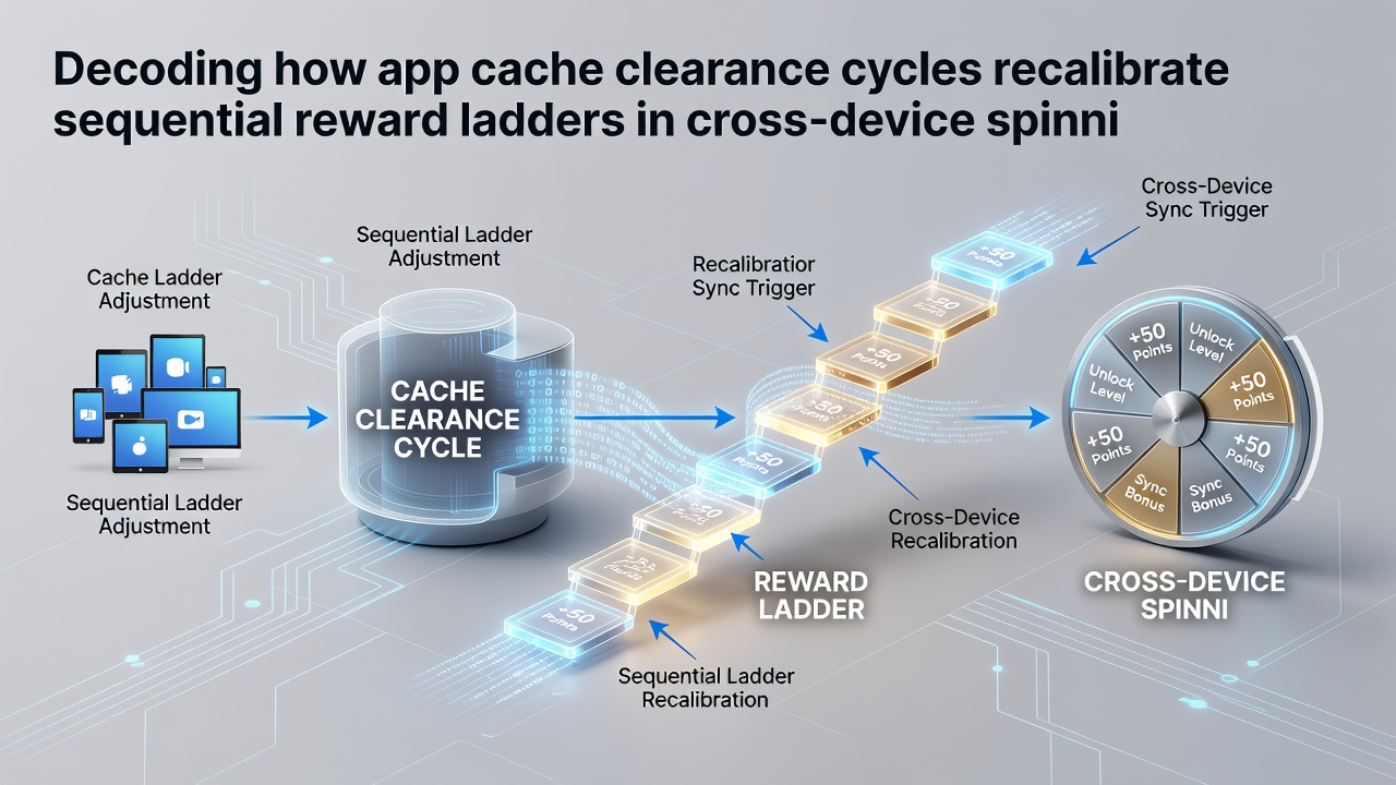 Mobile device screens displaying reward ladder progress before and after cache clearance in spinning and dealing apps