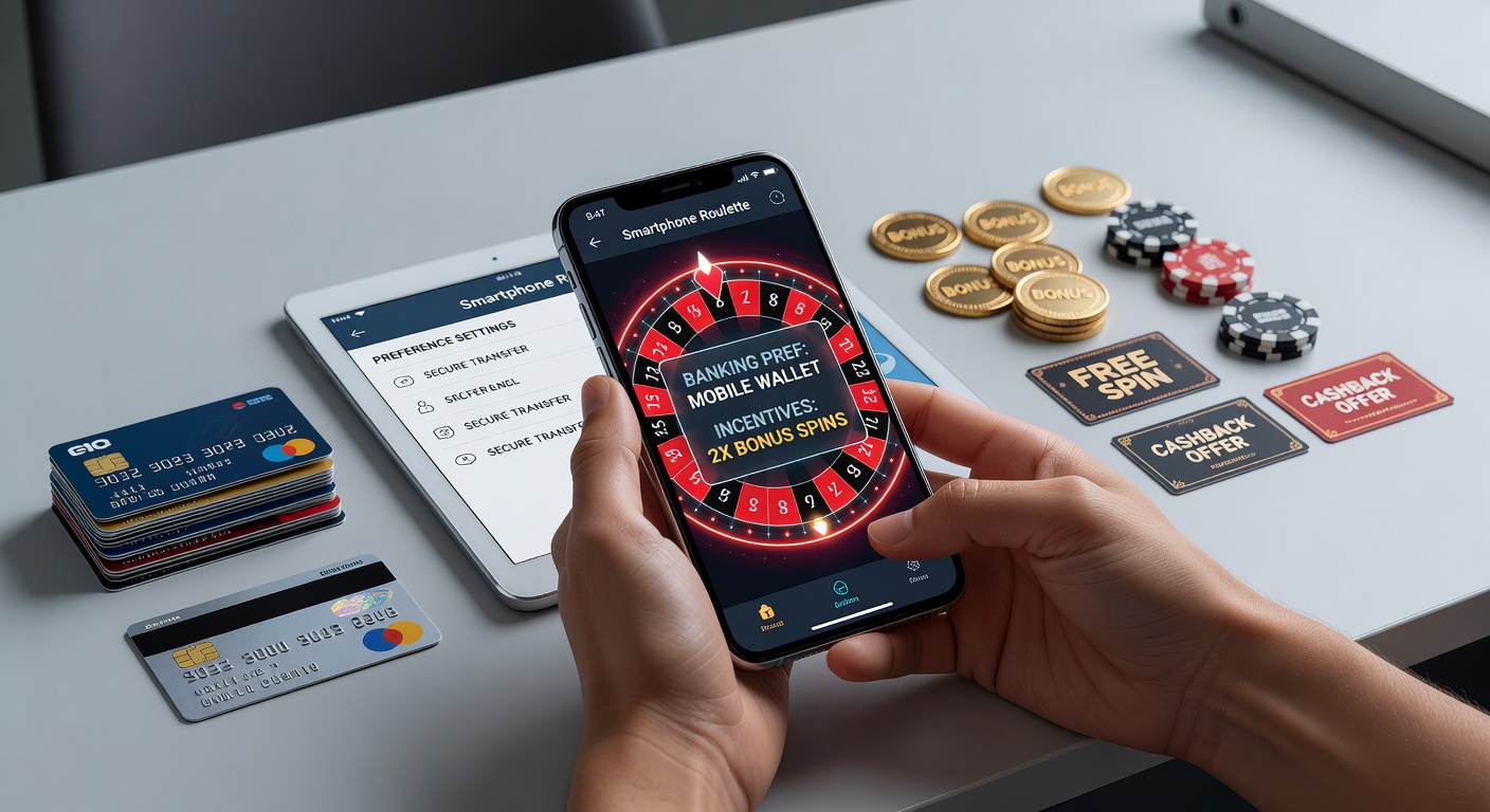 Smartphone displaying roulette game interface with banking and bonus icons overlaid